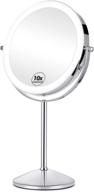🪞 kedsum rechargeable 1x/10x vanity mirror with lights, 8-inch double sided lighted makeup mirror for magnification, 3 lighting modes, adjustable brightness, stand included logo