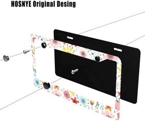 img 2 attached to HOSNYE Abstract Flowers And Herbs License Plate Frame Hand Drawn Botanical Background Metal License Plate Cover Front Plates Frames Car Tag Frame For Women Men US Vehicles Standard