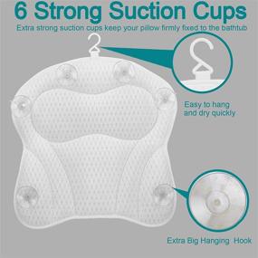 img 1 attached to BEISHIDA Luxury Bath Pillow with 4D Air Mesh, Neck Shoulder Back Support, and 6 Strong Suction Cups - Fits All Bathtubs, Hot Tubs, Jacuzzis - Ideal Spa Bath Pillow for Men and Women