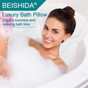 img 3 attached to BEISHIDA Luxury Bath Pillow with 4D Air Mesh, Neck Shoulder Back Support, and 6 Strong Suction Cups - Fits All Bathtubs, Hot Tubs, Jacuzzis - Ideal Spa Bath Pillow for Men and Women