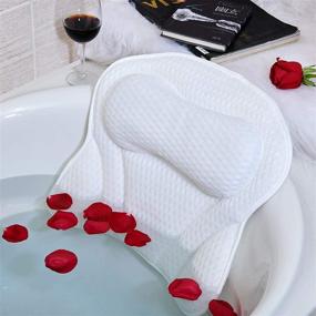 img 4 attached to BEISHIDA Luxury Bath Pillow with 4D Air Mesh, Neck Shoulder Back Support, and 6 Strong Suction Cups - Fits All Bathtubs, Hot Tubs, Jacuzzis - Ideal Spa Bath Pillow for Men and Women