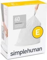 🗑️ premium 20l custom fit drawstring trash bags - 60 count | simplehuman code e, white logo