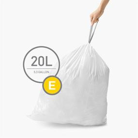 img 2 attached to 🗑️ Premium 20L Custom Fit Drawstring Trash Bags - 60 Count | simplehuman Code E, White