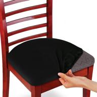 🪑 pack of 4 stretch removable dining chair slipcovers - tfj 15-21" chair seat covers - washable & soft chair protectors - cushion slipcovers in black logo