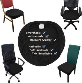 img 1 attached to 🪑 Pack of 4 Stretch Removable Dining Chair Slipcovers - TFJ 15-21" Chair Seat Covers - Washable & Soft Chair Protectors - Cushion Slipcovers in Black