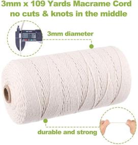 img 2 attached to 🧵 Versatile Macrame Cord: 3mm x 109 Yards Natural Cotton Rope for Wall Hangings, Plant Hangers, Crafts & More