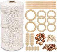 🧵 versatile macrame cord: 3mm x 109 yards natural cotton rope for wall hangings, plant hangers, crafts & more logo