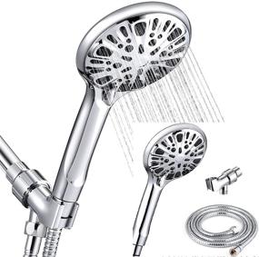 img 4 attached to 🚿 Optimized Handheld High Pressure Shower Head Set with 9-Spray Settings, Rainfall Shower Head Kit including 59" Stainless Steel Hose & Bracket Mount – Ideal for Bathroom Massage, Detachable, Large Showerhead Replacement