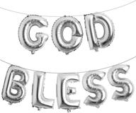 🎉 16-inch foil letter balloons banner for baptism party decorations, first communion & christening party supplies featuring 'god bless' - silver логотип