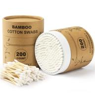 🌿 organic bamboo cotton swabs 400 count - eco-friendly biodegradable wooden cotton buds for ear, plastic-free double ear sticks for cleaning, makeup, dust & dirt removal logo