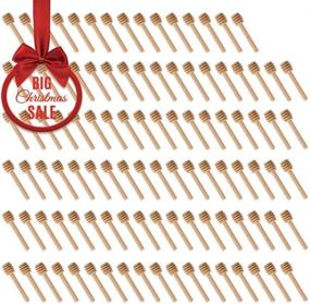 img 4 attached to 🍯 100-Pack Honey Dipper: Woaiwo-q 3 Inch Small Mini Wooden Honey Sticks for Wedding Party Favors, Individually Wrapped Honey Server to Dispense and Drizzle Honey in Jars