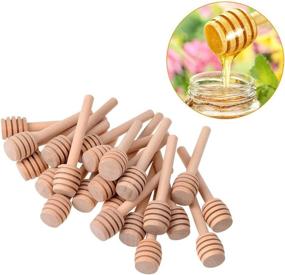 img 2 attached to 🍯 100-Pack Honey Dipper: Woaiwo-q 3 Inch Small Mini Wooden Honey Sticks for Wedding Party Favors, Individually Wrapped Honey Server to Dispense and Drizzle Honey in Jars