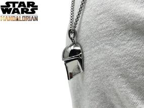 img 1 attached to Official Star Wars 3D Mandalorian Helmet Stainless Steel Necklace: Disney+ Mandalorian Pendant, Chain 22cm