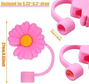 img 3 attached to 🌈 Colorful and Protective Silicone Straw Tip Covers: Sunflower, Cherry Blossom, Rainbow, Cat Paw - 8 Pieces Reusable Lid Caps for 6-8mm Straws, Anti-dust Plugs