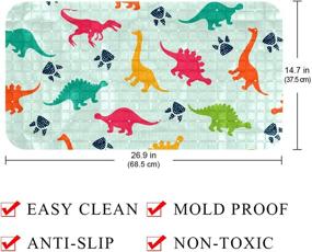 img 1 attached to 🦖 Non-Slip Colorful Dinosaur Bath Tub Shower Mat with Cute Dino Footprint Pattern and Suction Cups – Soft Bathroom Showermat with Drain Holes (14.7"x26.9")