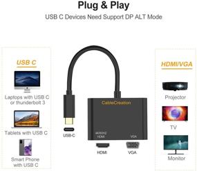 img 1 attached to 💻 Адаптер USB C к HDMI VGA, CableCreation 4K@60Hz USB Type C к HDMI VGA конвертер - Совместим с MacBook Pro 2020, iPad Pro 2020, Dell XPS 13/15, Surface Go, Chromebook, Galaxy S20