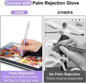 img 1 attached to 🖊️ Rechargeable Active Stylus Digital Pen for Touch Screens, 1.5mm Fine Point Smart Pencil Compatible with Most Tablets, Includes Glove (White+Purple)