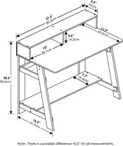 img 3 attached to Компьютерный стол Furinno Simplistic A Frame, черный/серый французский дуб, 31.6 (Ш) x 35.6 (В) x 16.50 (Г) дюймов: эффективное и стильное рабочее пространство