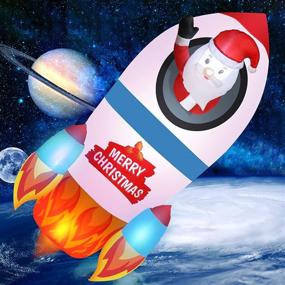 img 2 attached to 8 FT Height Christmas Inflatable Decorations: Budiwati Rocket Snowman - Santa Fly Astronaut Theme with LED Lights for Yard and Lawn