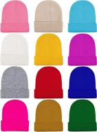 🧢 cooraby 12 pack knitted winter beanies: acrylic warm skull caps for men or women logo