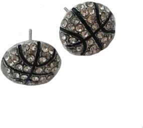 img 2 attached to 💎 Womens Basketball Style Ear Studs Earrings with White Diamond Accents