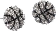 💎 womens basketball style ear studs earrings with white diamond accents logo