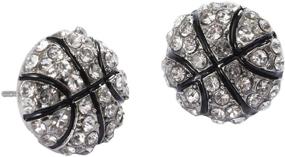 img 4 attached to 💎 Womens Basketball Style Ear Studs Earrings with White Diamond Accents