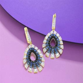 img 2 attached to 💎 Santuzza 925 Sterling Silver Blue Spinel Teardrop Earrings with White Cubic Zirconia Pear Shaped Dangle