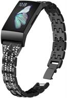 💎 joyozy slim bling bands for fitbit charge 3/fitbit charge 3 se smartwatch, rhinestone dressy bracelet replacement wristband accessory jewelry strap women girl (black) logo