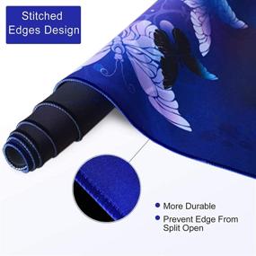 img 1 attached to 🖱️ XXL Расширенный игровой коврик для мыши - 35,1x15,75 дюйма, водонепроницаемый коврик для мыши для компьютерного стола, ноутбука, клавиатуры - база из противоскользящего резинового материала, обработанные края, дизайн с изображением бабочек в стиле искусства.