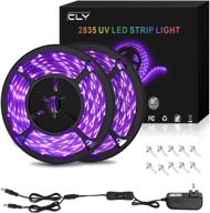 🔮 комплект светодиодной полосы cly 33ft led uv black light - высокоэффективные 600 единиц уф-лампы, гибкие черные светильники 12 в, 10 м светодиодная лента для внутреннего флуоресцентного танцевального вечеринки, сценического освещения, дня рождения, свадьбы логотип