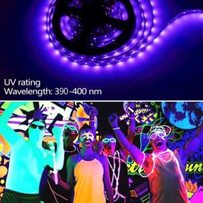 img 2 attached to 🔮 Комплект светодиодной полосы CLY 33ft LED UV Black Light - Высокоэффективные 600 единиц УФ-лампы, гибкие черные светильники 12 В, 10 м светодиодная лента для внутреннего флуоресцентного танцевального вечеринки, сценического освещения, дня рождения, свадьбы