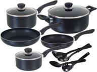 🍳 sunbeam westville 12-piece cookware set: sleek black design for effortless cooking logo
