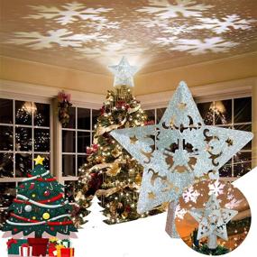 img 4 attached to 🌟 Enhance your Christmas Tree Decor with the 3D Star Topper, Led Rotating Snowstorm Projection - Silver