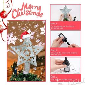 img 3 attached to 🌟 Enhance your Christmas Tree Decor with the 3D Star Topper, Led Rotating Snowstorm Projection - Silver