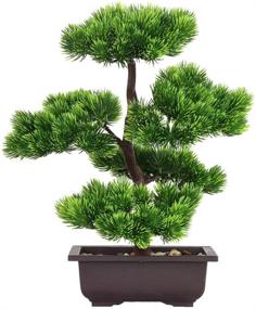 img 4 attached to 🌿 Aisamco Artificial Bonsai Tree Decorative Fake Plant Potted Artificial Japanese Pine Bonsai Plant, 33 cm Height, Ideal for Home Decoration and Desktop Display