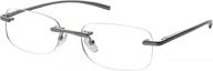 rimless metal reading glasses: anti blue light eyewear for women and men logo