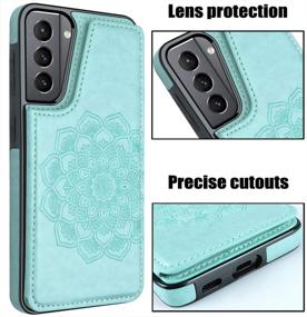 img 1 attached to Samsung Galaxy S21 5G Case with Card Holder and Floral Design, Magnetic Flip Wallet Case for Women, Protective Phone Cover for Samsung Galaxy S21 5G (Mint)