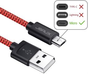 img 3 attached to 🔴 JSAUX кабель Micro USB для Android, (2 шт 6,6FT) - высокоскоростной синхронизированный зарядный нейлоновый плетеный шнур - совместим с Samsung Galaxy S6 S7 Edge J7 Note 5, Kindle, LG, Xbox, PS4, фотоаппаратами, смартфонами (красный)