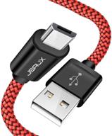 🔴 jsaux кабель micro usb для android, (2 шт 6,6ft) - высокоскоростной синхронизированный зарядный нейлоновый плетеный шнур - совместим с samsung galaxy s6 s7 edge j7 note 5, kindle, lg, xbox, ps4, фотоаппаратами, смартфонами (красный) логотип