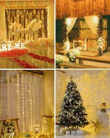 img 4 attached to 🌟 Enhance Your Holiday Decor with 300 LED Curtain String Lights - 10 Ft USB Powered, 8 Light Modes, Remote Control, Perfect for Xmas Home Bedroom Wall & Outdoor Indoor Decor (Warm White Fairy Lights)