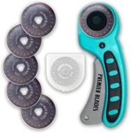 🔪 premier blades 45mm rotary cutter tool (5 extra blades included) - ergonomic soft handle with stainless steel blades for quilting, fabric cutting, paper, leather, and more! logo