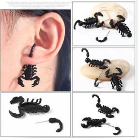 img 2 attached to 🦂 MALOYANVE Punk 3D Scorpion Animal Stud Earrings: Creative & Personalized Double-Sided Halloween Fashion for Women, Girls, and Men