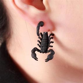 img 3 attached to 🦂 MALOYANVE Punk 3D Scorpion Animal Stud Earrings: Creative & Personalized Double-Sided Halloween Fashion for Women, Girls, and Men