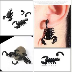 img 1 attached to 🦂 MALOYANVE Punk 3D Scorpion Animal Stud Earrings: Creative & Personalized Double-Sided Halloween Fashion for Women, Girls, and Men