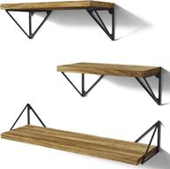 📚 sriwatana floating shelves set of 3 - rustic wall shelves for bedroom, bathroom, living room, kitchen (carbonized black), wall mounted logo