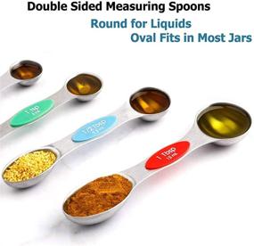 img 3 attached to Anyee Magnetic Measuring Spoons Set - 9-Piece Stainless Steel Dual Sided Stackable Teaspoon Tablespoon Spoons for Dry and Liquid Ingredients