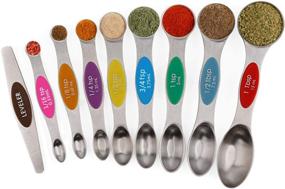 img 4 attached to Anyee Magnetic Measuring Spoons Set - 9-Piece Stainless Steel Dual Sided Stackable Teaspoon Tablespoon Spoons for Dry and Liquid Ingredients