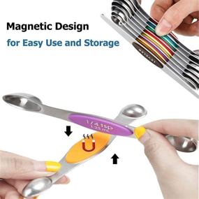 img 2 attached to Anyee Magnetic Measuring Spoons Set - 9-Piece Stainless Steel Dual Sided Stackable Teaspoon Tablespoon Spoons for Dry and Liquid Ingredients