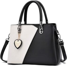 img 4 attached to 👜 Chic Contrast Stitched Top Handle Handbags & Wallets for Women